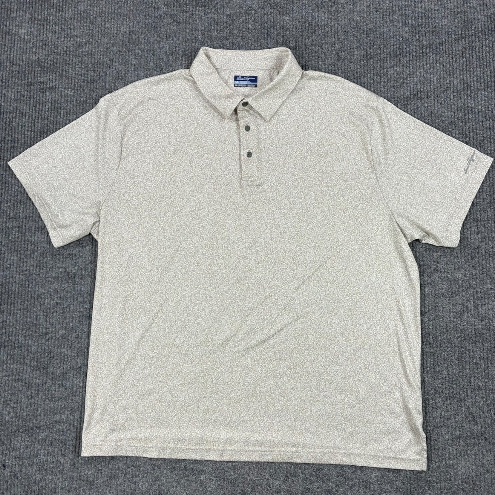 Ben Hogan Performance Golf Polo Shirt Mens 3XL Beige Floral Print Short Sleeve